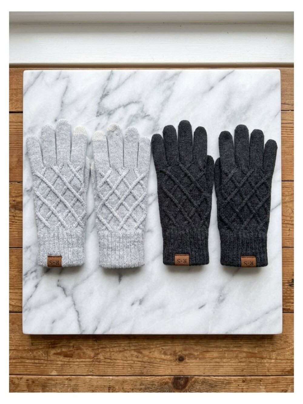 2 Pairs Winter Gloves Touchscreen Thermal Knit Acrylic Cashmere Lined Warm